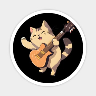 Cat Playing Guitar Magnet